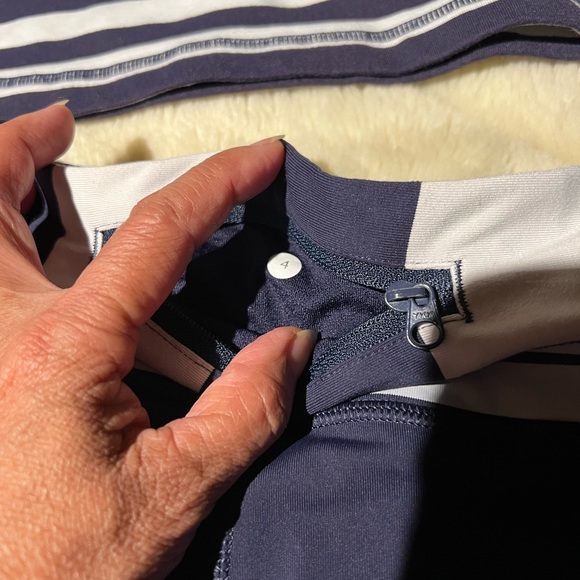 Lululemon Run Inspire Crop 6 navy blue White Striped Legging Capri.S-4:top S-8 - Picture 8 of 8